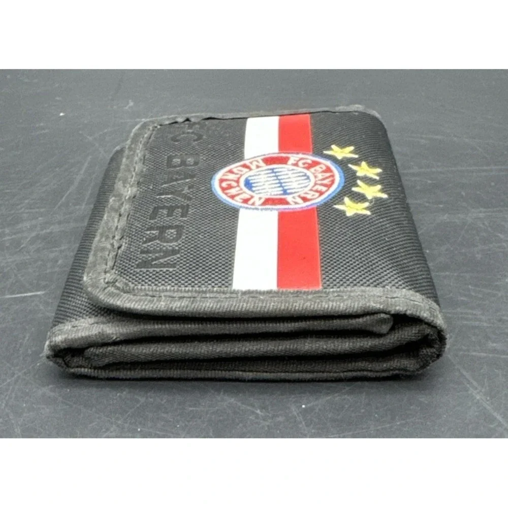 FC Bayern Munich Trifold Nylon Wallet Red Black Snap Closure Soccer Germany